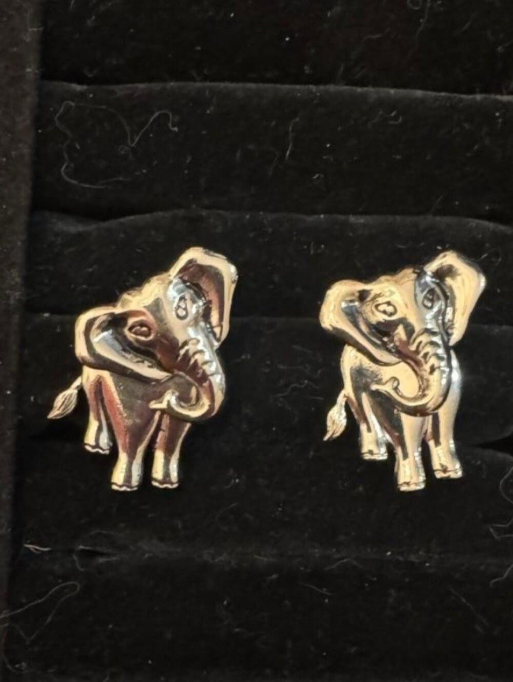Silver-Tone Elephant Earrings Articulated Swivel Dangle Vintage Style